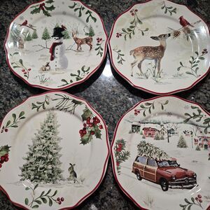 Better Homes & Gardens Christmas Heritage Plates Winter Forest Set 4. See Descr.
